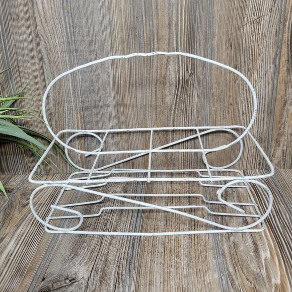 Vintage MCM Tumbler Carrier White Wire Cocktail Drinking Glass Caddy - Picture 2 of 6